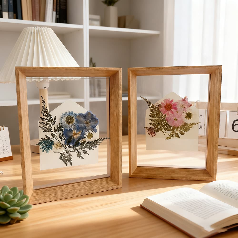 DIY handmade photo frame kits, spring letter theme with dried flowers, pressed flower envelopes, greeting cards, couples' dried flower envelope frames.