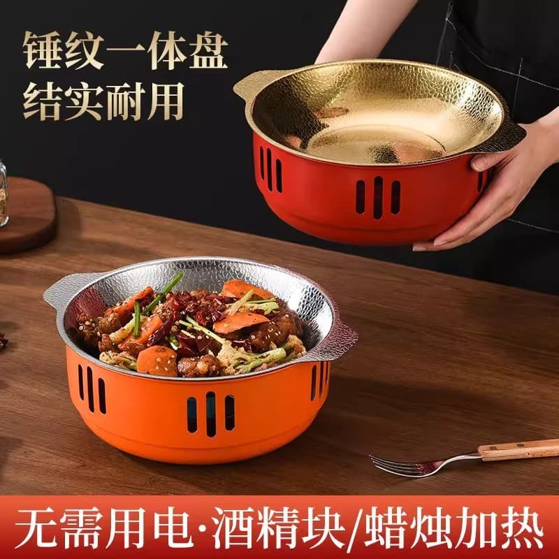 Stainless steel alcohol stove, Chinese-style hot pot, dry pot cookware, solid commercial seafood pot, stir-fry meat stove, heat preservation stove
