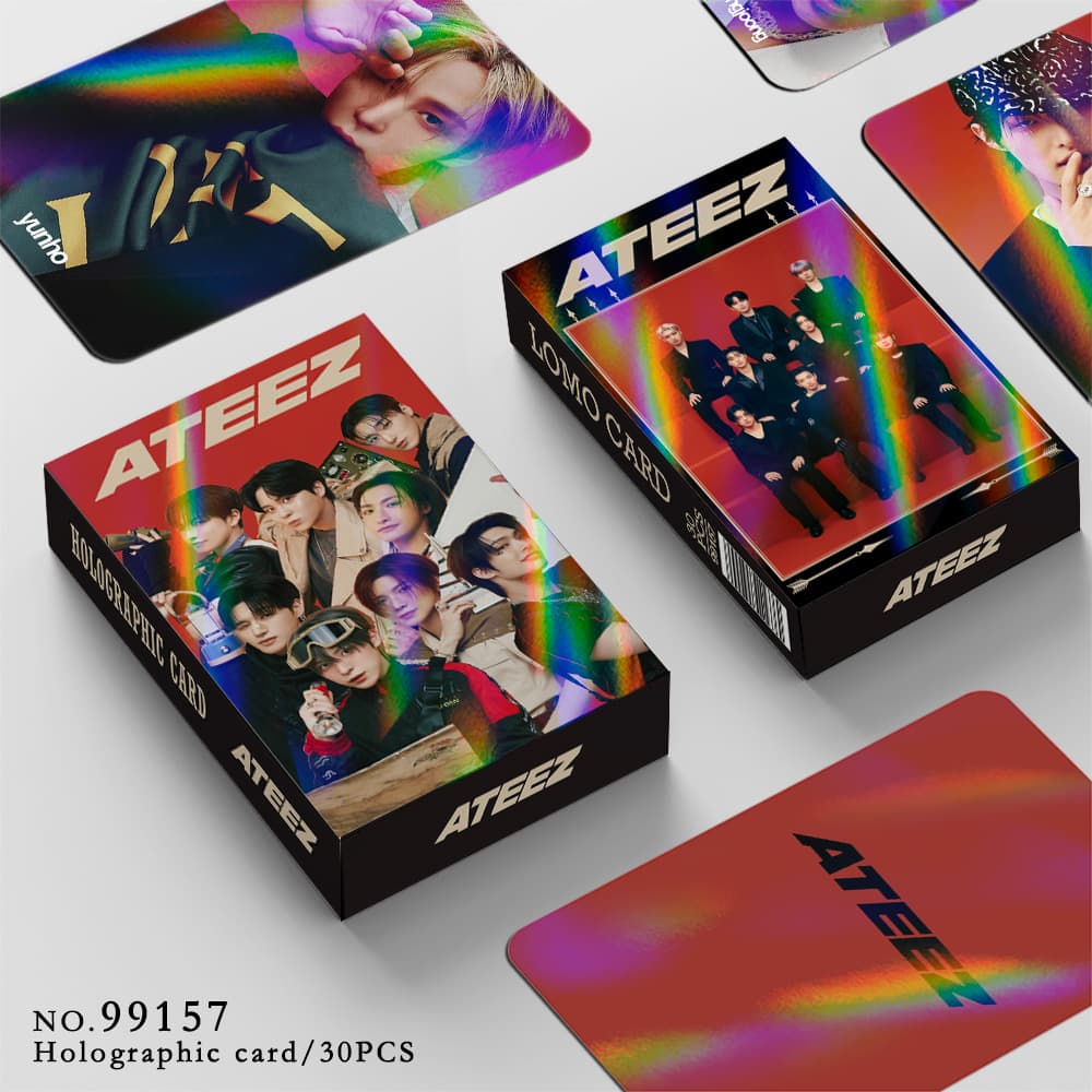 30-Pack Holographic Card Set ATEEZ Album Ashes to Light Flash Cards Star Double-Sided LOMO Holo Cards