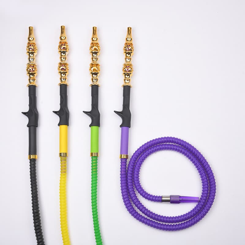 Cross-border Arabic hookah hose straw wholesale disposable silicone hose alloy long handle hookah pipe wholesale