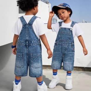 Denim Factory Boys' Overalls Shorts Summer Casual Kids Shorts Cross-border Wholesale Boys' Jeans Summer Thin Style