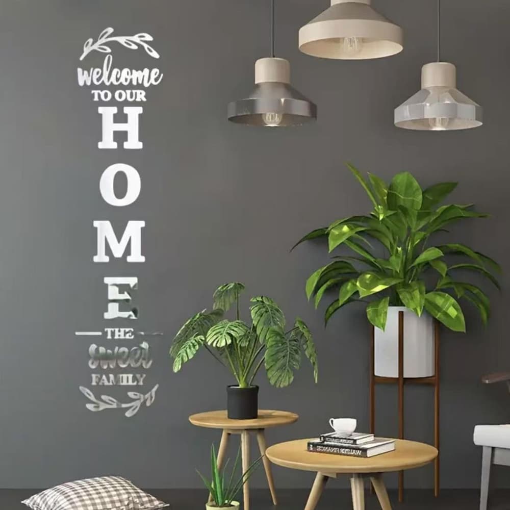 Cross-border English Home Family Mirror Wall Sticker Decorative for Entrance Hallway Background Wall Self-Adhesive Various Sizes