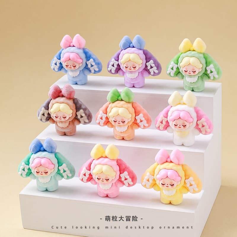 Flocked Lop-Eared Rabbit Wendy Cute Figure Desktop Ornament Creative Gift Live Stream Pairing Blind Box Wholesale