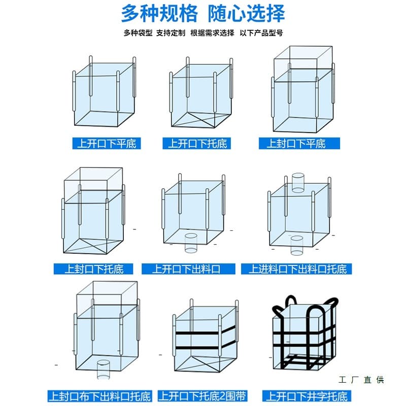Custom Ton Bags, Cement Sling Bags, Soft Pallets, Custom Various Sizes Black Liner Container Bags for Difficult Cases