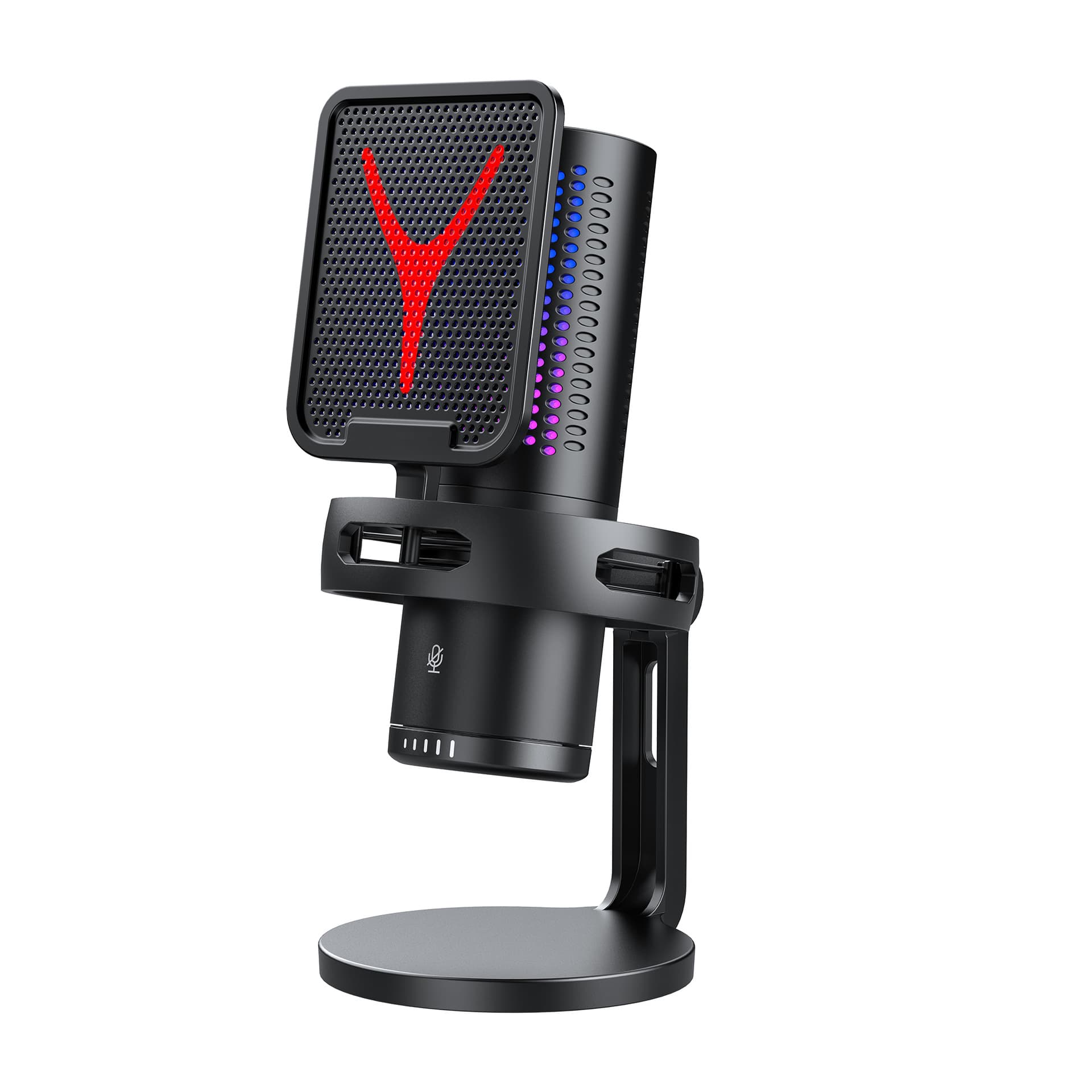 USB Gaming Microphone Professional Recording Computer Mic RGB Glowing Condenser Microphone Touch Mute Button
