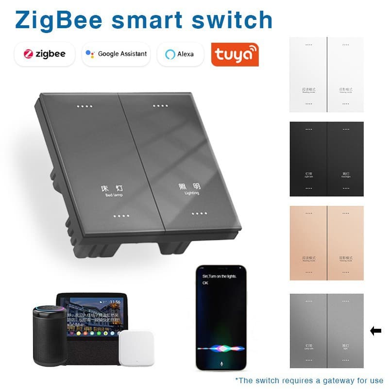 Tuya Smart Switch Skin Feel Glass Zigbee Cross-border Overseas Version Hotel Switch Smart Voice Control System