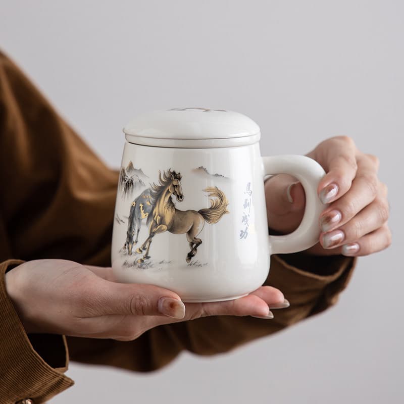 Horse to Success Ceramic Mug Household Water Cup Tea Infuser Cup Personal Cup Office Tea Cup Gift Box
