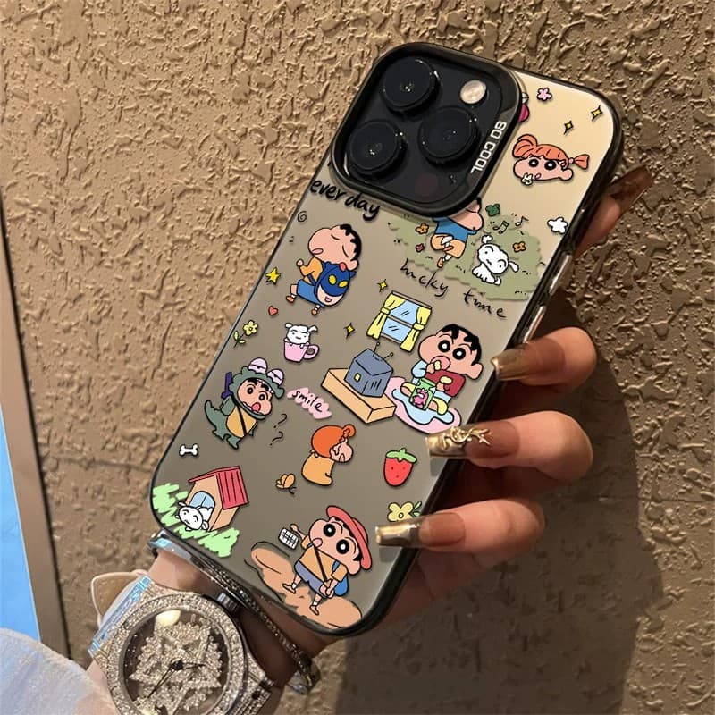 Cross-border Xiaoxin daily applicable iPhone17Pro mobile phone case 16ProMax Apple 15 trendy IMD color silver case