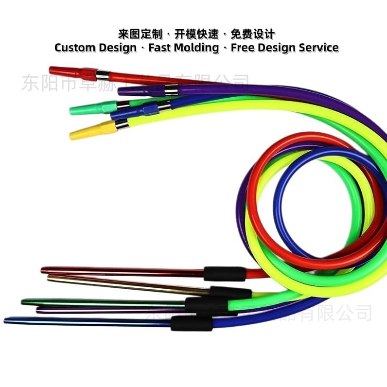 Colorful Silicone Hookah Hose Metal Handle Arabic Hookah Accessories Washable Hookah Hose