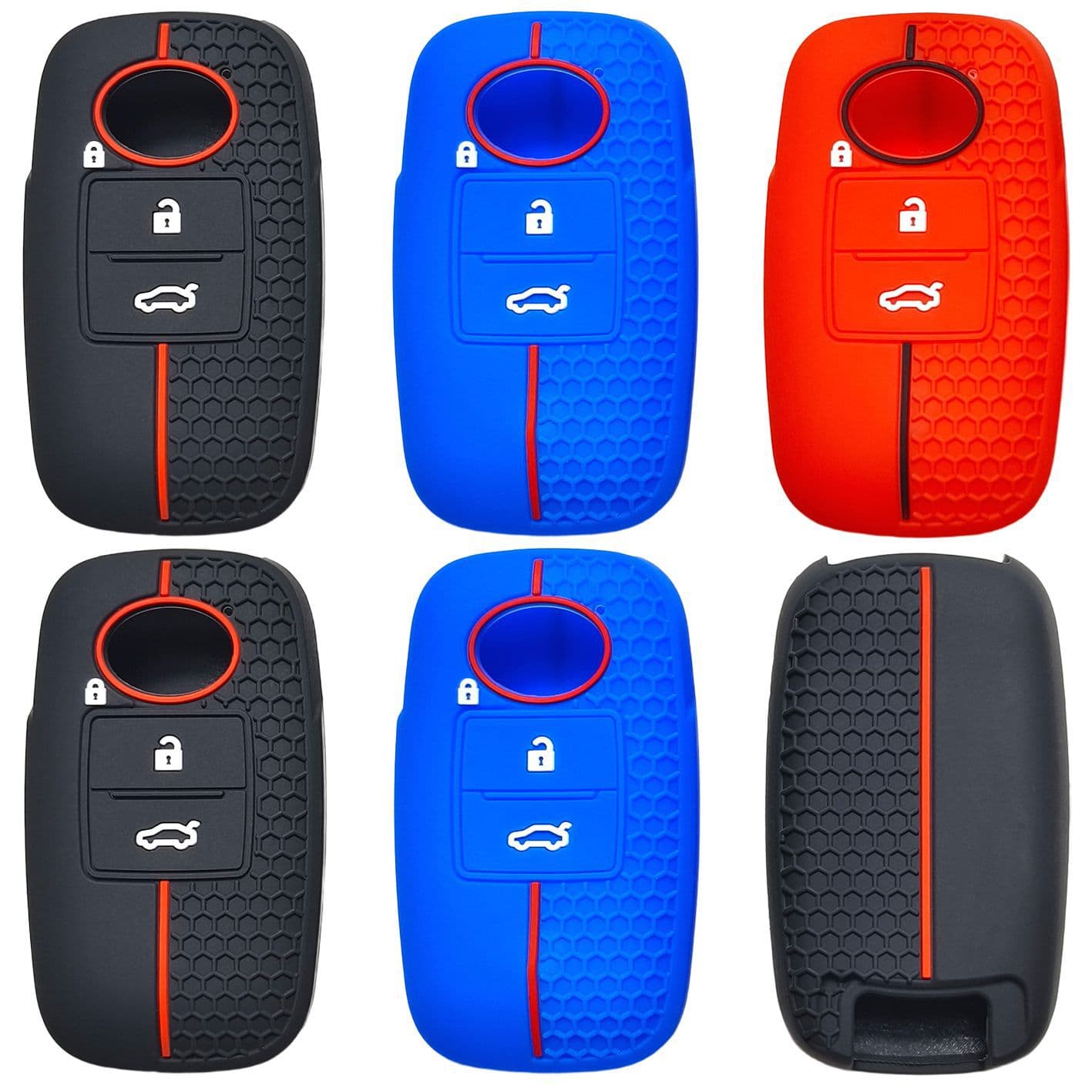 Silicone Key Case Cover Compatible with Toyota Daihatsu Raize Malaysia Perodua Remote 3-Button Honeycomb Pattern Car Key Fob Protector