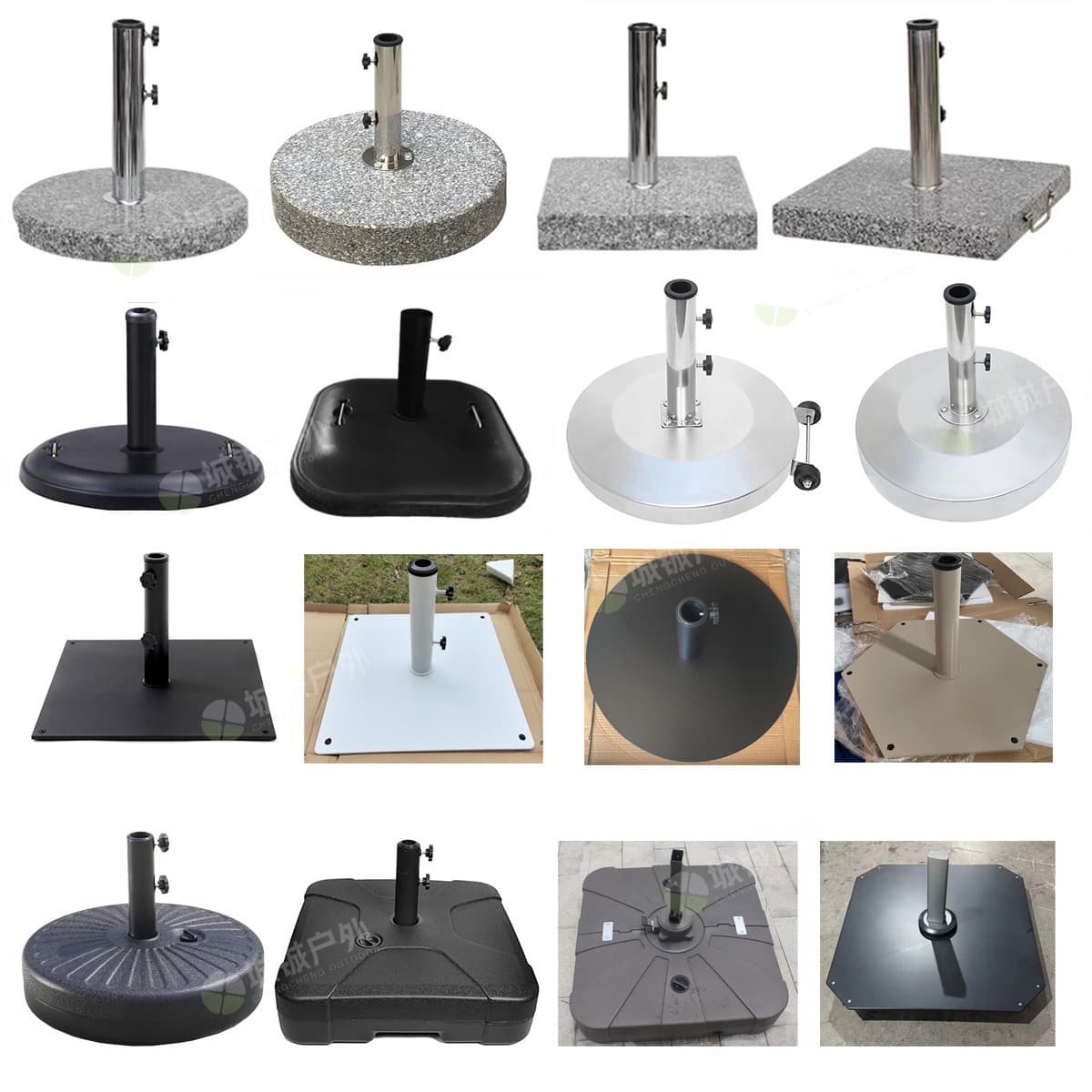 Patio Umbrella Base with Stainless Steel Tube, Roman Umbrella Water Tank, Center Pole Umbrella Marble Base 150kg