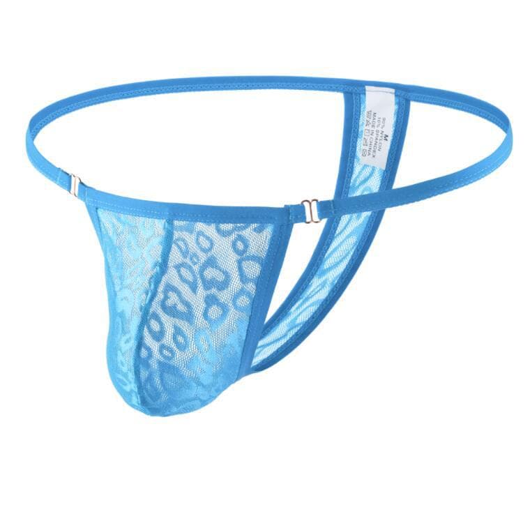 Men's lace low-waisted thong, fashionable and sexy transparent breathable trendy T-pants, men's thong underwear