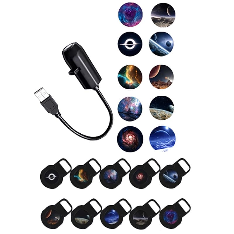 Multi-Planet Interactive Starry Sky Projector Lamp, Moon Creative LED Night Light for Bedroom, Logo Projection Lamp, Trendy Background Light