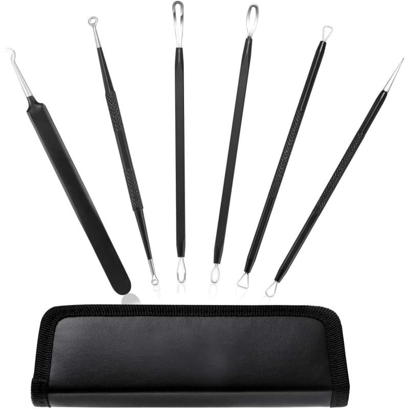Blackhead Remover Tool Kit with Storage Case, Extractor, Curved Blackhead Tweezers for Acne and Blackhead Removal