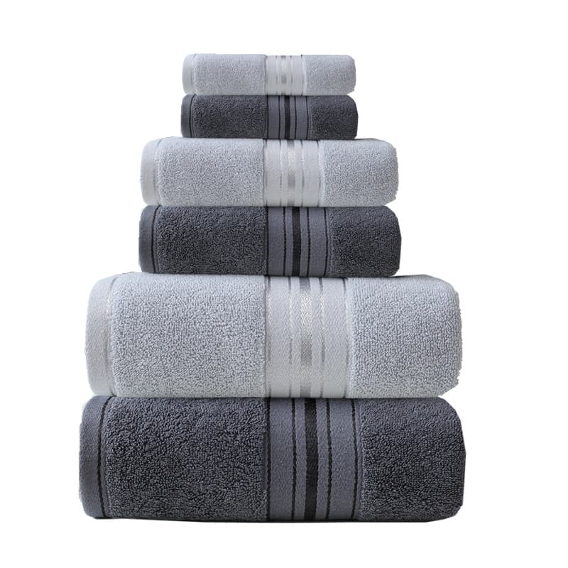 Pure Cotton Bright Satin Solid Color Household Absorbent Towel Set - 3-Piece, 6-Piece, Face Towel, Bath Towel, Hand Towel Set Wholesale Skin-Friendly