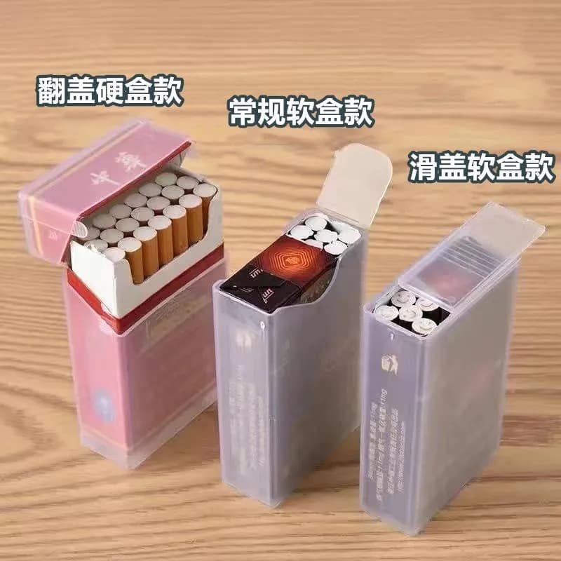 Lightweight transparent plastic cigarette case, 20-capacity protector for soft/hard packs, creative moisture-proof and pressure-resistant design.