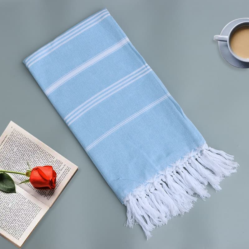 Manufacturer wholesale pure cotton Turkish non-stick sand tassel beach towel striped sauna bath towel plain tassel beach towel