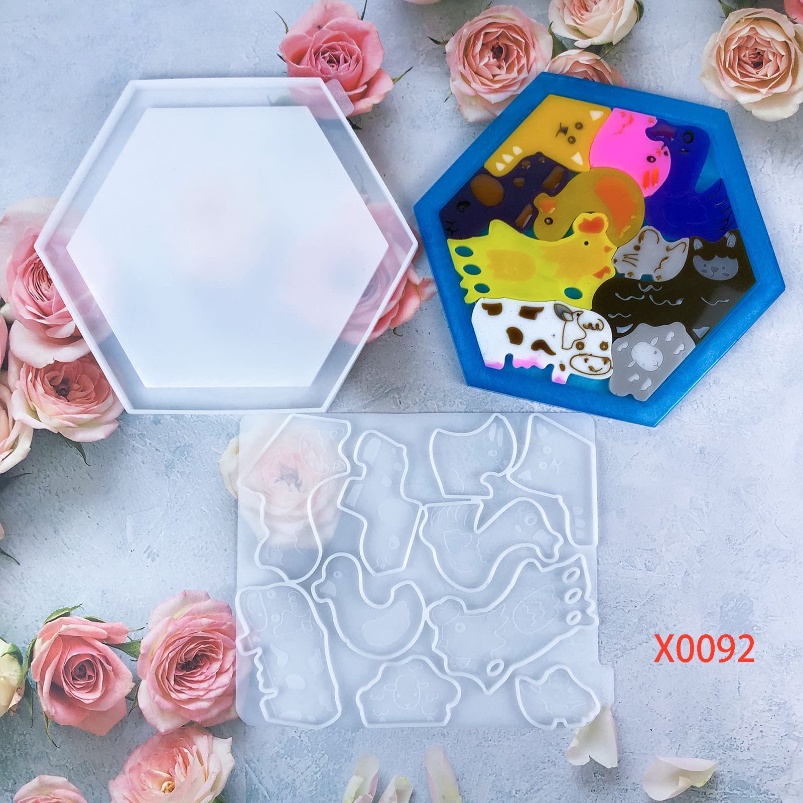 X0092 Animal Puzzle Crystal Epoxy Decoration Mold DIY Silicone Mold