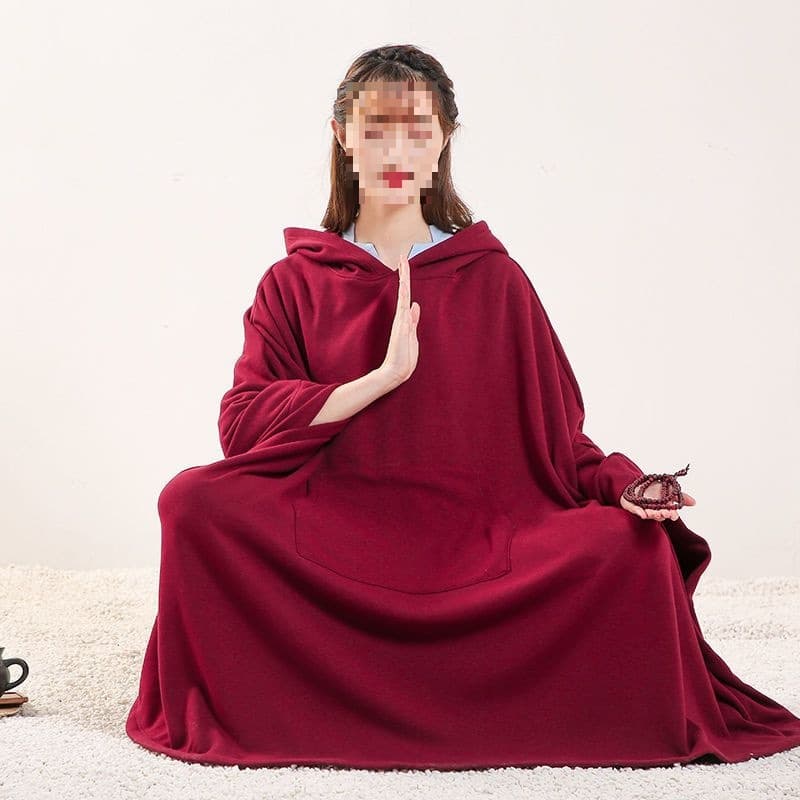 Men's and women's fleece meditation cape, meditation shawl, monk's robe, autumn and winter style.