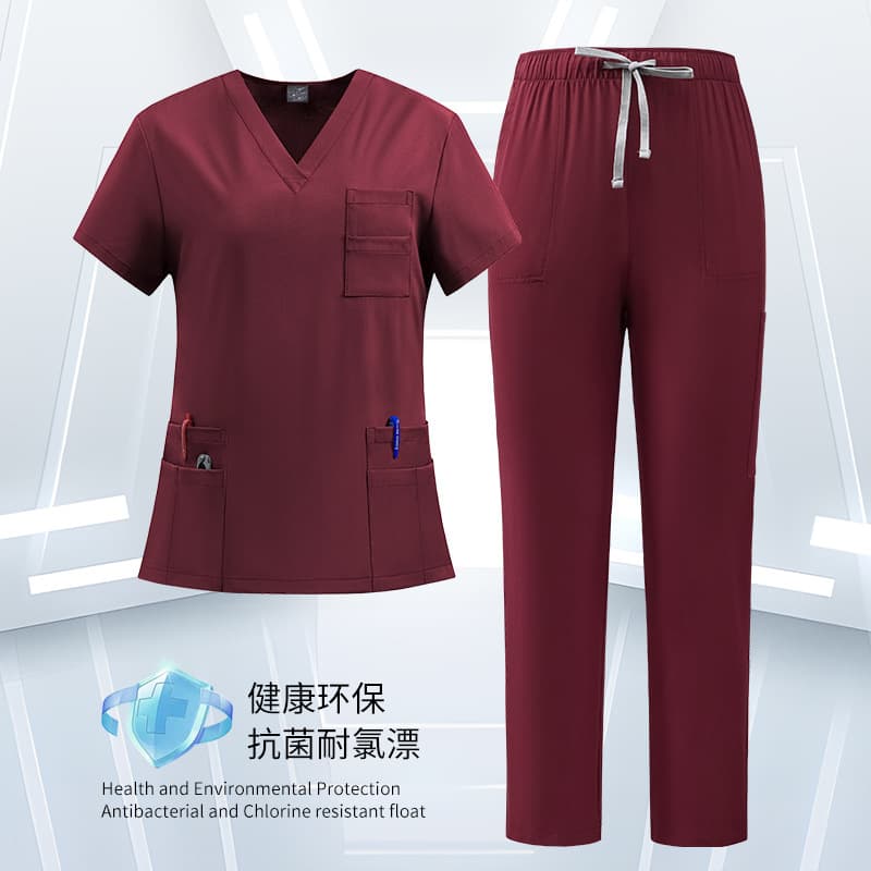 Unisex Nurse Uniform, Doctor Skin-Friendly Comfortable Scrub Suit V-Neck Set, Medical Professional Workwear for Cross-Border Amazon