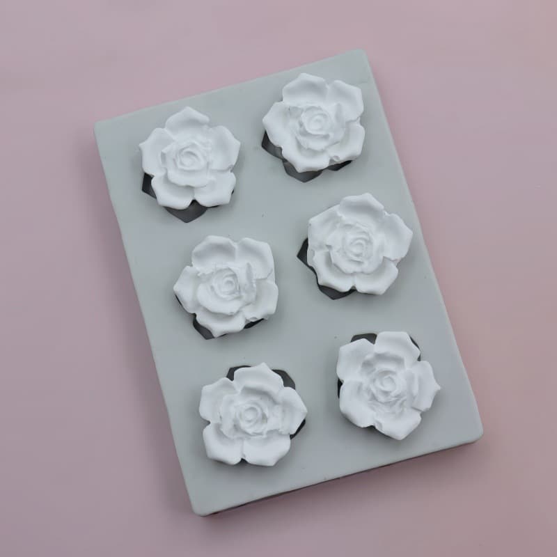 6-Connecting Rose Small Flower Silicone Mold for Fondant Cake Decoration, Chocolate Baking Mold, Scented Candle