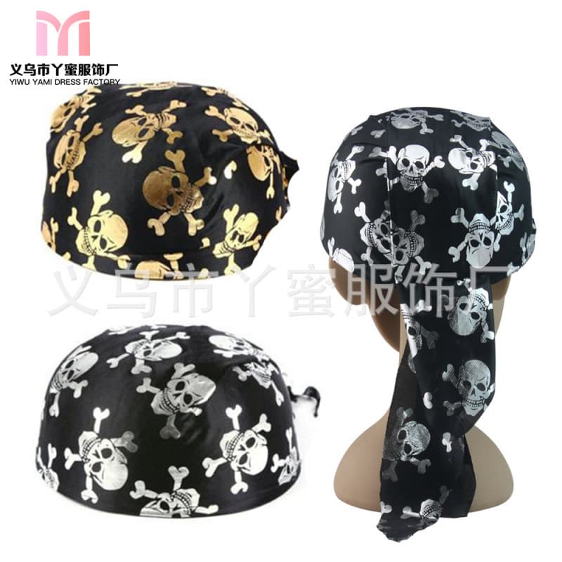Halloween party pirate bandana, skull pirate hat, Caribbean pirate costume for stage performances