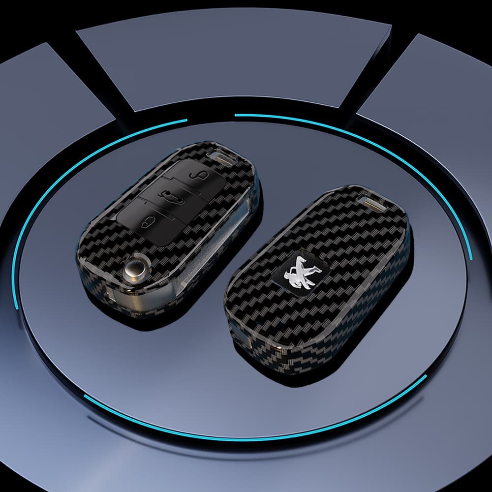 Suitable for Peugeot 307/308 Key Case Citroen C4-C5 Car Carbon Fiber Texture Protective Case Folding Shell