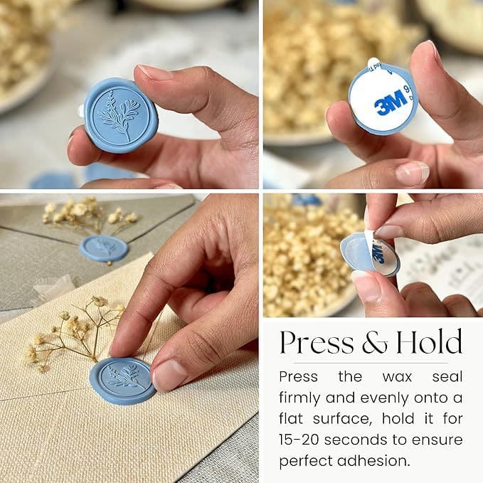 Amazon Hot Selling Self-Adhesive Wax Seal Stickers for Wedding Invitation Envelope Closure, Embossed Plant Pattern, 60 Pieces in Stock