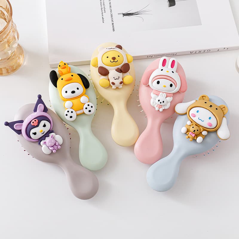 Cartoon Mini Portable Air Cushion Comb, High-Value Folding Massage Hairbrush for Girls, Portable Home Use, Children's Airbag Comb