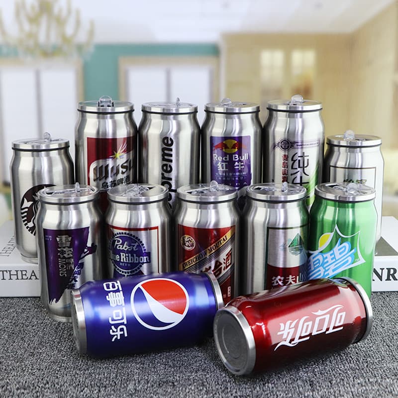 Creative Cola Can Insulated Cup, Stainless Steel Easy-Open Water Bottle, Car Cup, Kids Student Straw Cup Wholesale