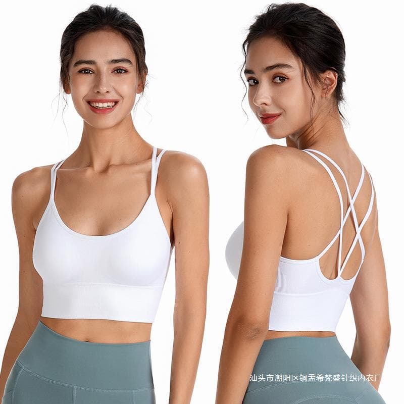 Cross-border Trade Plus Size Yoga Sports Bra European American Bra Thin Strap Cross Back Fitness Underwear Women Wholesale
