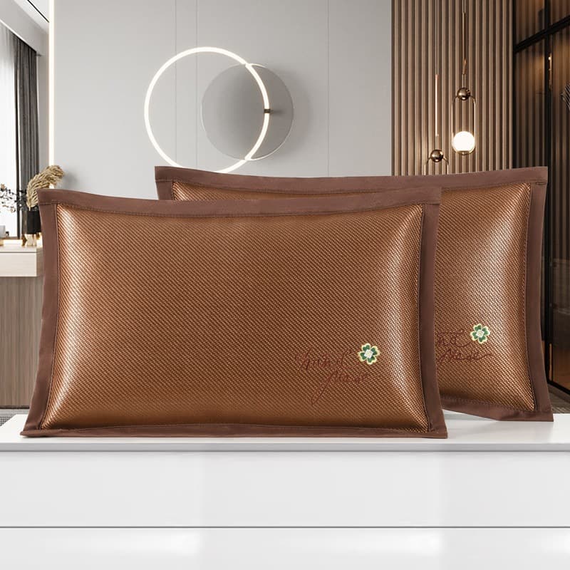 Summer Cool Ice Silk Pillowcases, Pillow Cores, Single/Double Cooling Mats, Rattan Pillowcases (Pair Pack)
