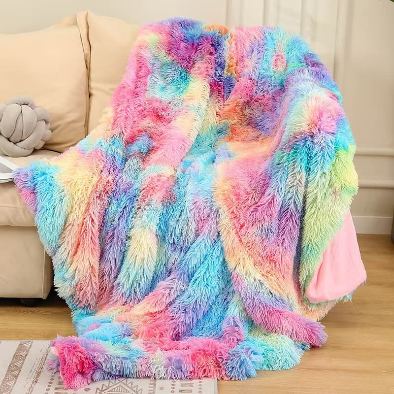 Best-selling Tie-Dye Long Plush Blanket Double-Layer Throw for Sofa, Tie-Dye Nap Lounge Fleece Blanket