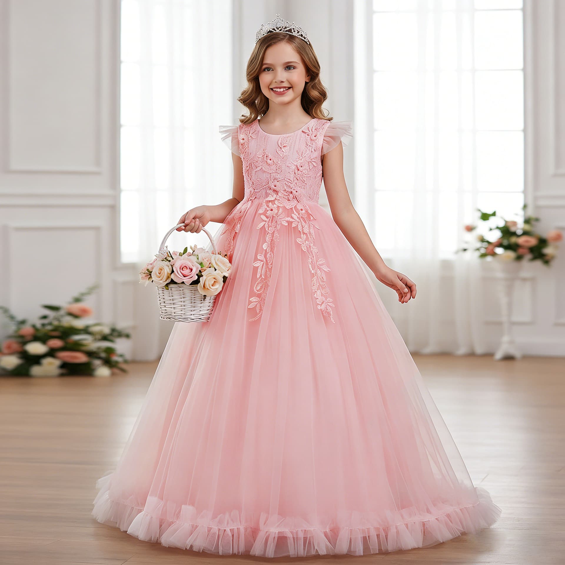 Wholesale Princess Dress for Girls Children's Formal Dress Tulle Piano Performance Dress for Kids