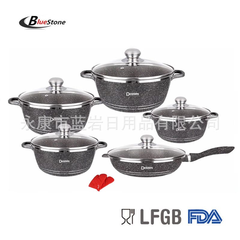【In Stock】Dessini 12-Piece Granite Cookware Set Aluminum Pot Set Non-Stick Gift Set