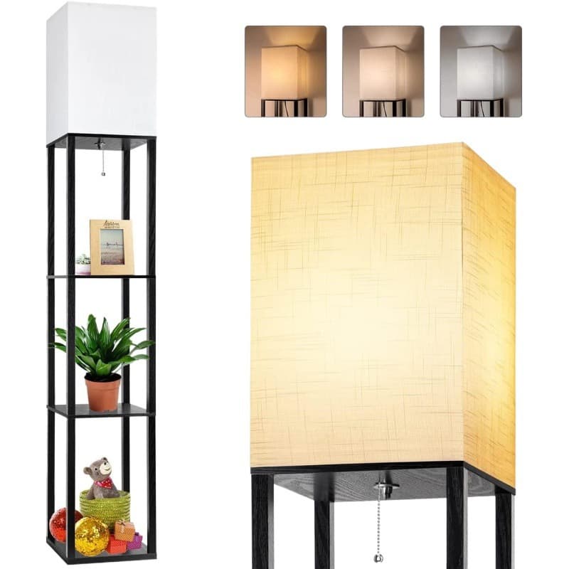 Floor Lamp with Display Shelf for Living Room, Sofa Corner, Study, Bedroom, Zipper Switch, Amazon Best Seller
