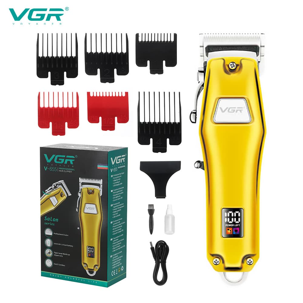 VGR655 Hair Clipper American Style Gold Retro Barber Shop Haircut Machine Home Electric Trimmer Clipper Stainless Steel Blade