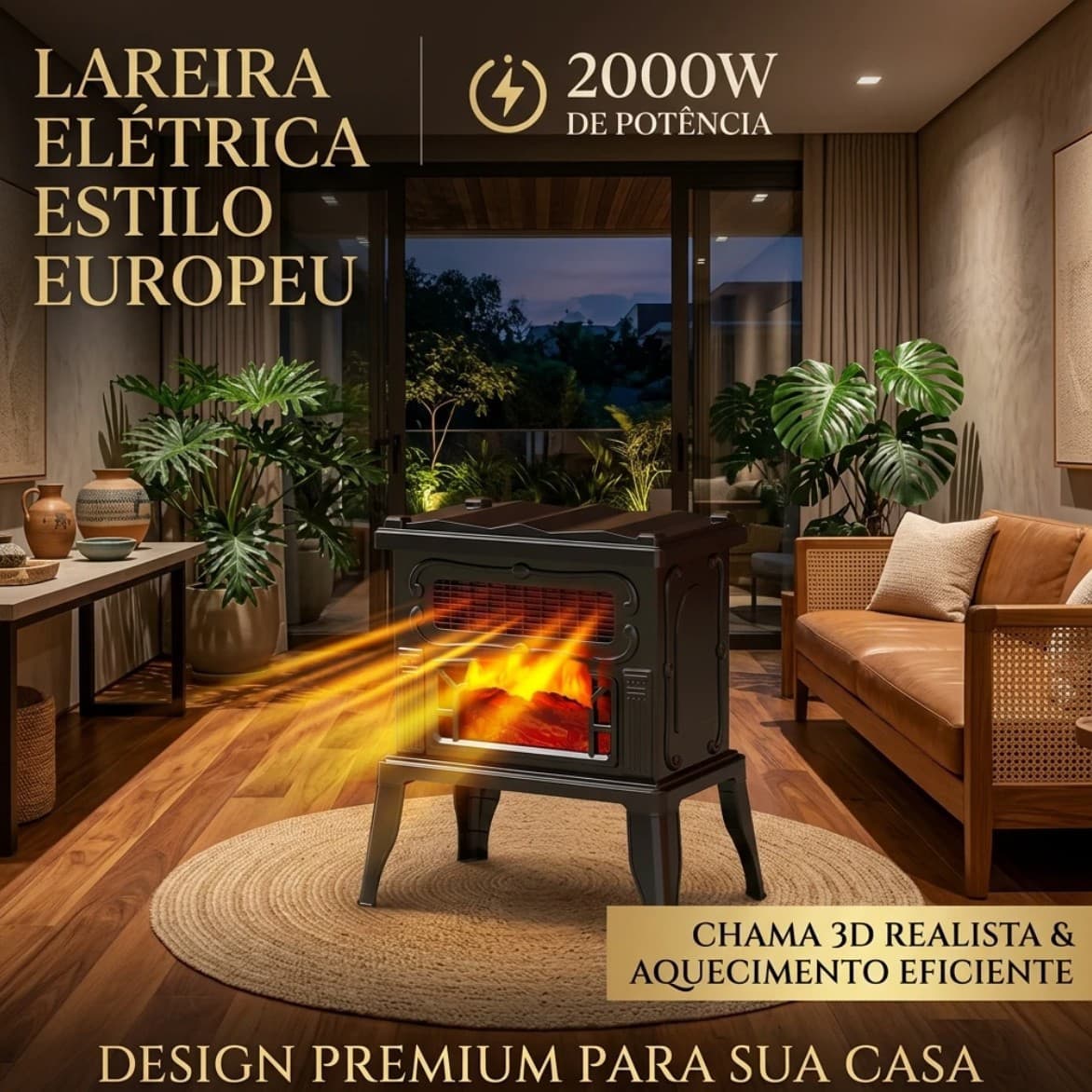 Cross-border European-style Electric Fireplace Heater, Home 3D Simulated Flame, Energy-saving Electric Heater, Fan Heater, Warm Air Heating