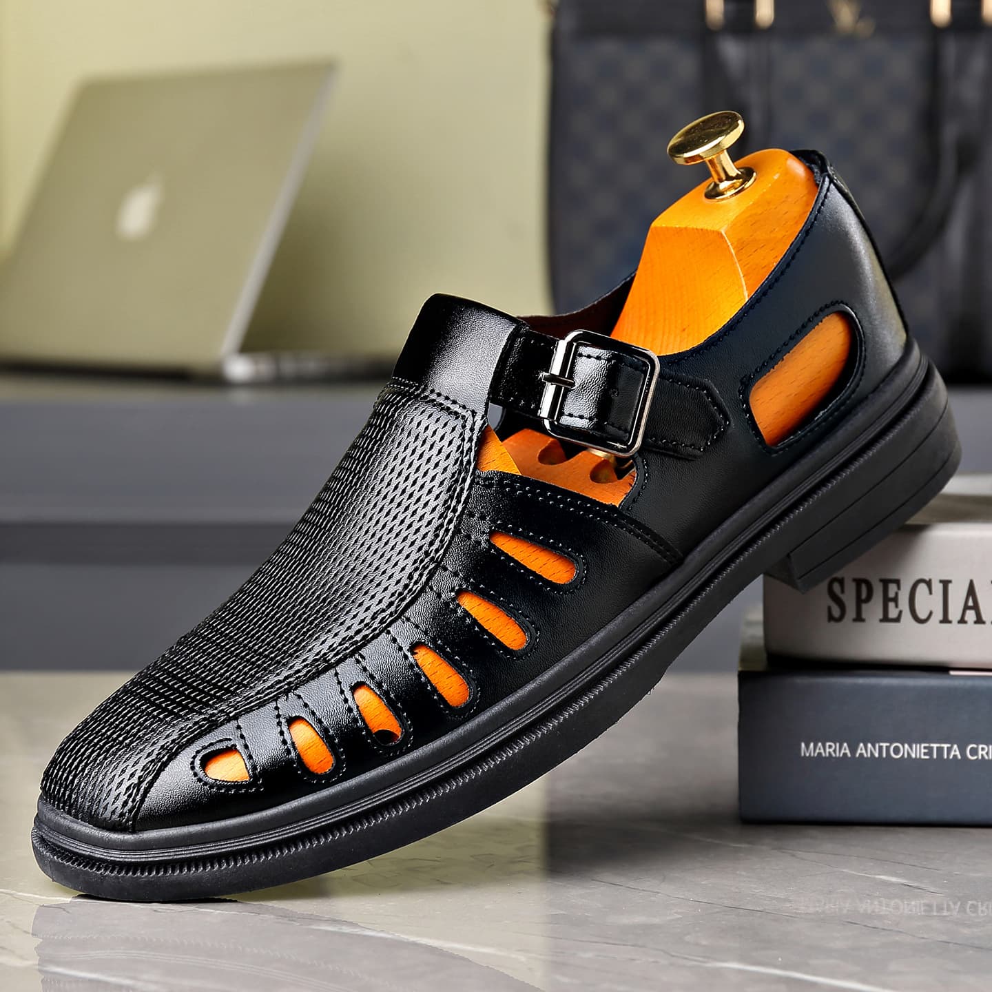 Summer Hollow Plastic British Casual Business Formal Leather Shoes for Men, Height-Increasing Single Shoes Wholesale, Casual Shoes for Suits