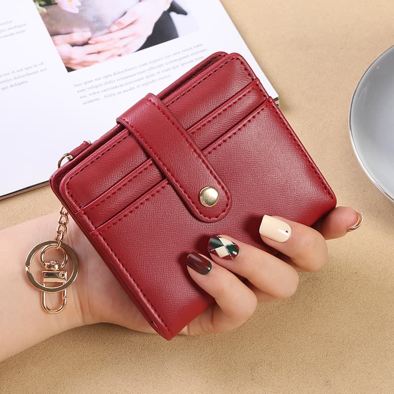 New ins Style European and American Simple Women's Wallet Short Tri-fold Small Wallet Key Coin Purse Card Holder Leather Wallet