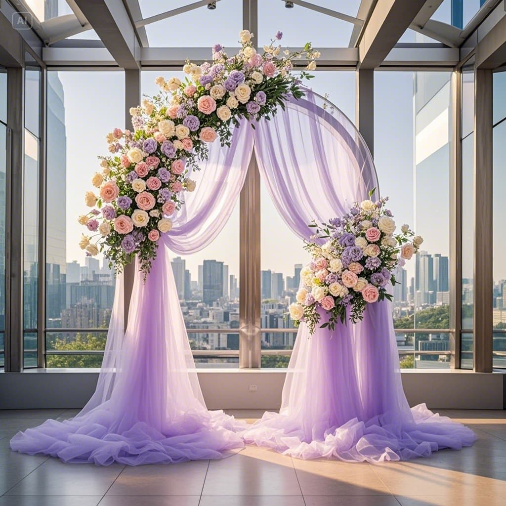 Cross-border Sheer Fabric Drape Rod Pocket Outdoor Wedding Party Venue Decoration Backdrop Wedding Arch Chair Tulle