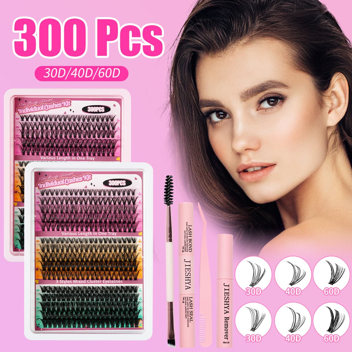 Cross-Border DIY Clusters Lashes Hot Melt Flare Lashes 40D 60D Cluster DCurl Lash Bundles