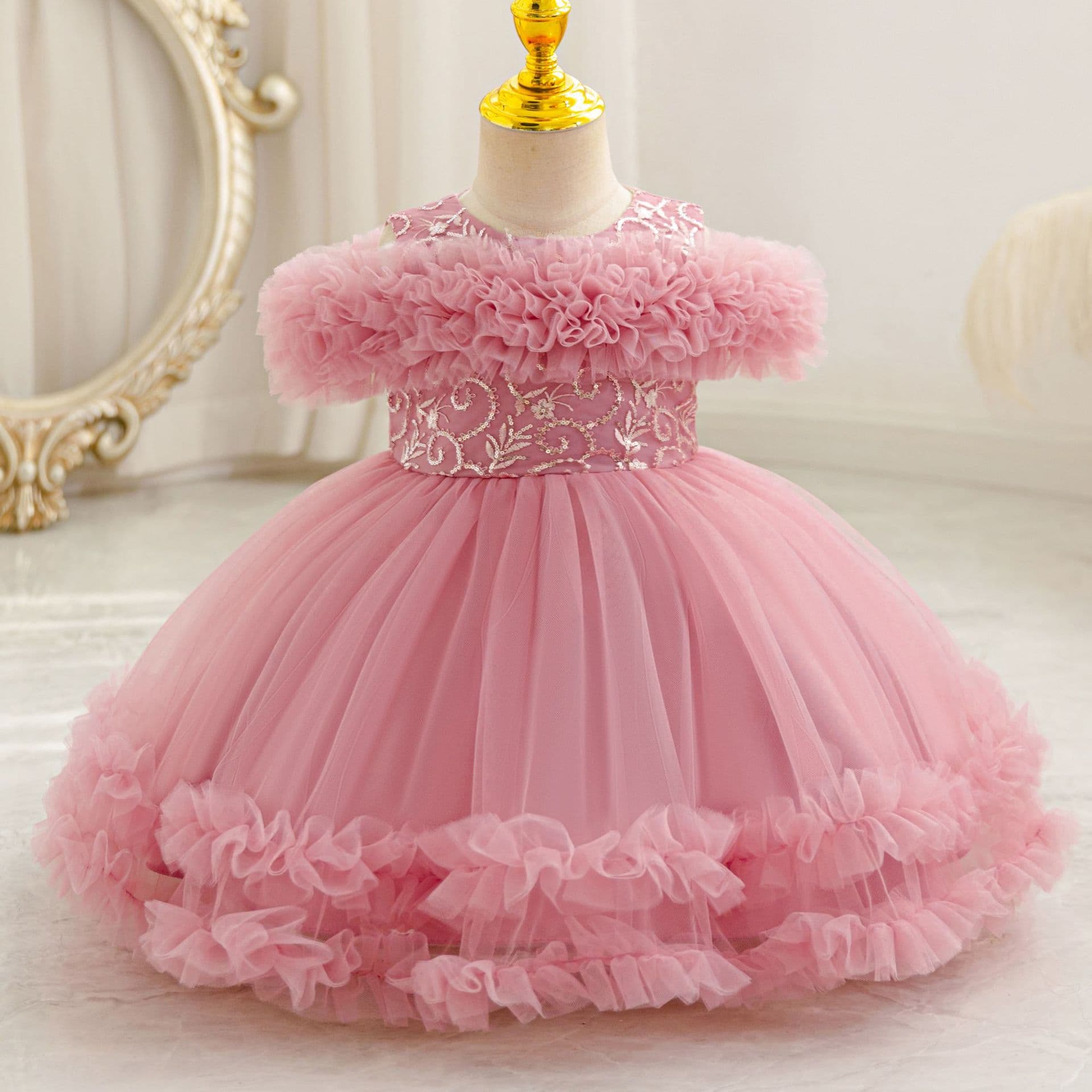 Christmas princess dress girls tutu princess dress one shoulder flower girl wedding dress girl evening dress kid dress