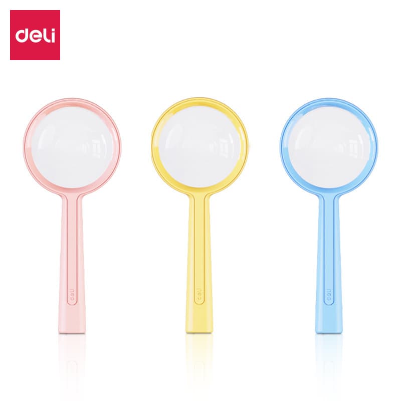 Deli LZ101 Magnifying Glass 55mm Student Handheld High Definition Portable Approximately 3x Magnifier Elderly Reading Newspaper
