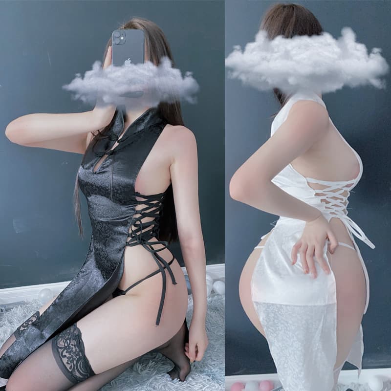Sexy Lingerie Cheongsam Temptation Midnight Charm Sleepwear Passion Uniform Set for Women