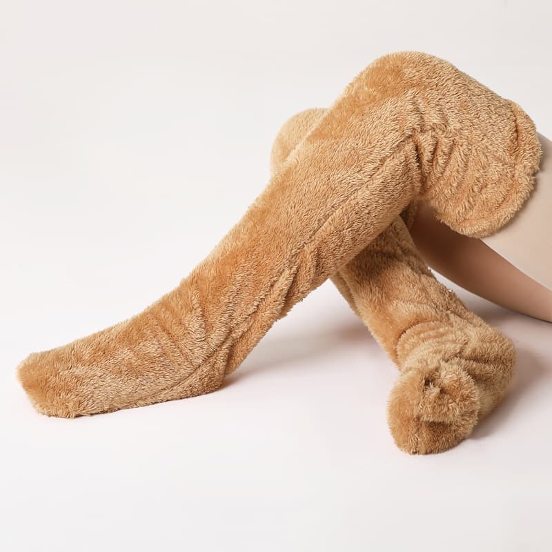 2024 Autumn/Winter Cross-border Amazon Independent Station Teddy Bear Floor Socks Long Tube Socks Knee-high Warm Socks for Girls