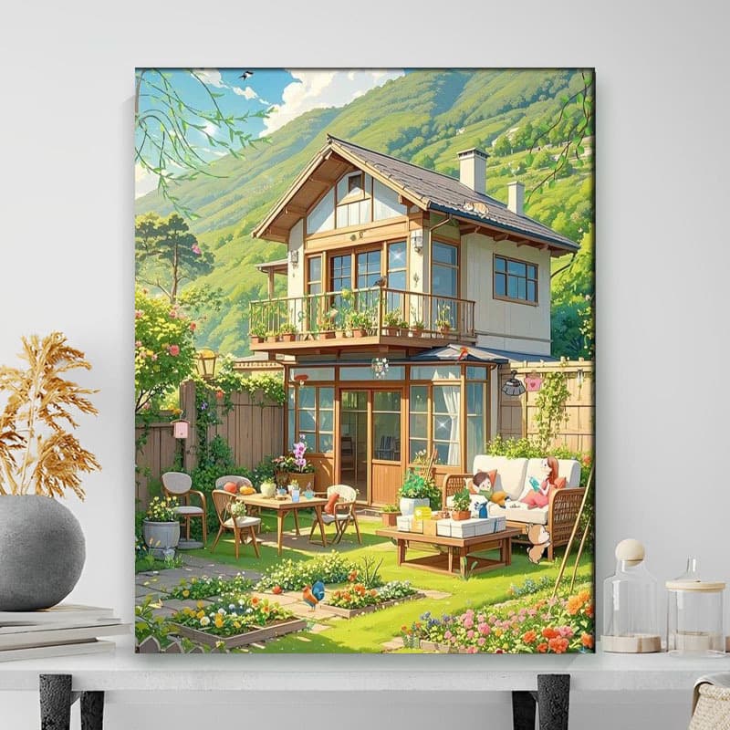 Factory Wholesale DIY Digital Oil Painting Healing Floral Cartoon Landscape Graffiti Hand-Painted Children's Decorative Hanging Painting
