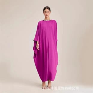 Plus Size Women's New Long Dress Batwing Sleeve Round Neck Elegant Maxi Dress Robe