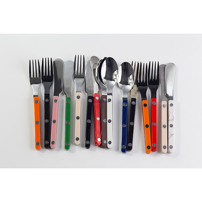 304 Stainless Steel Mirror Finish Western Cutlery Set, ABS Handles, Butter Knife, Fork, Spoon Clips, Steak, Dessert Spoon, Fork, Plastic Handles