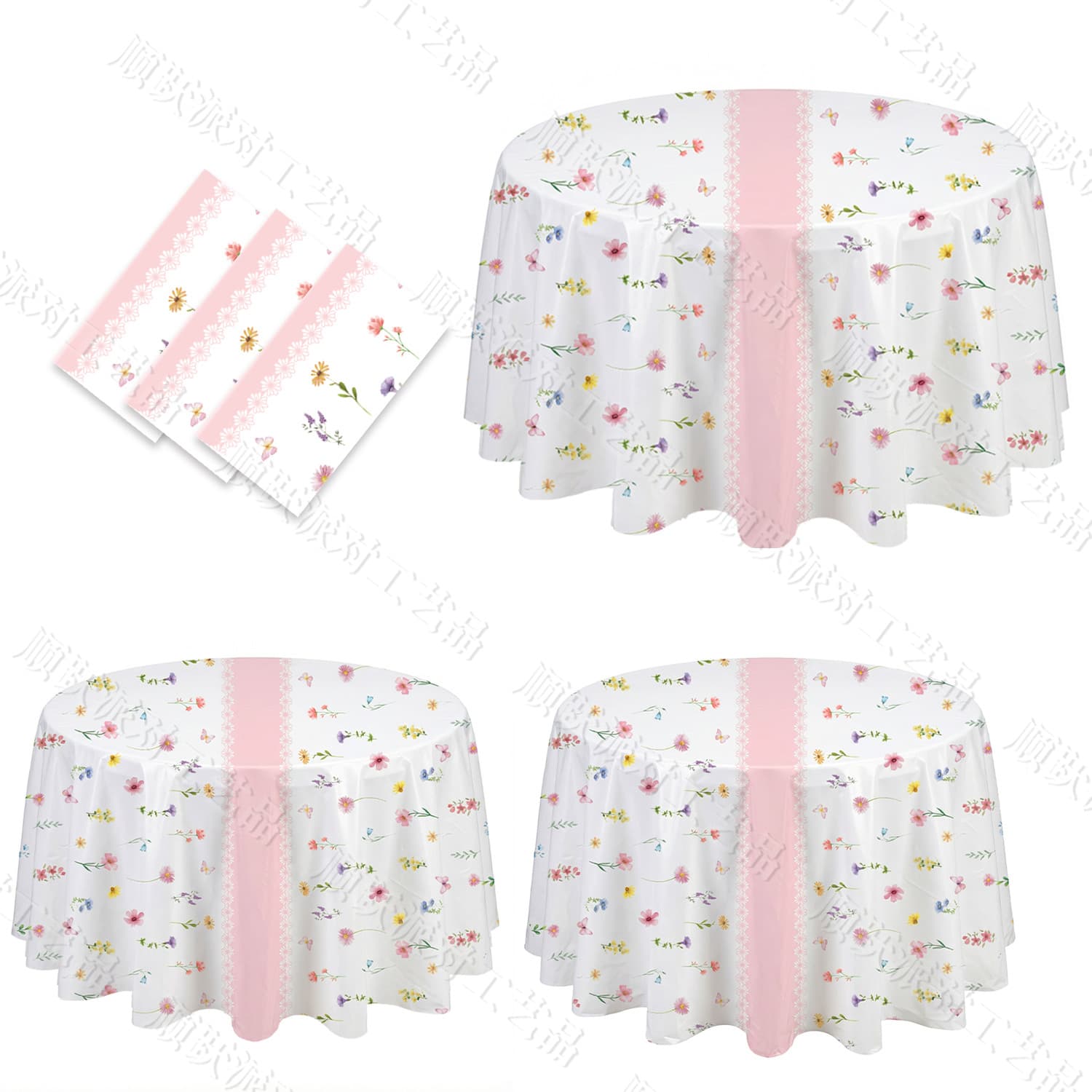 Wildflower round tablecloth 214X214 birthday party supplies atmosphere decoration